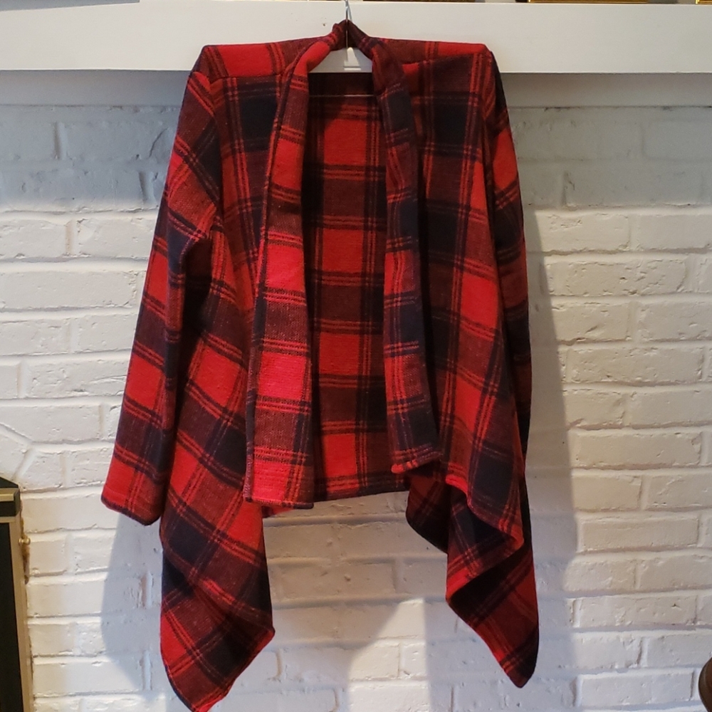 Red and Navy open cardigan